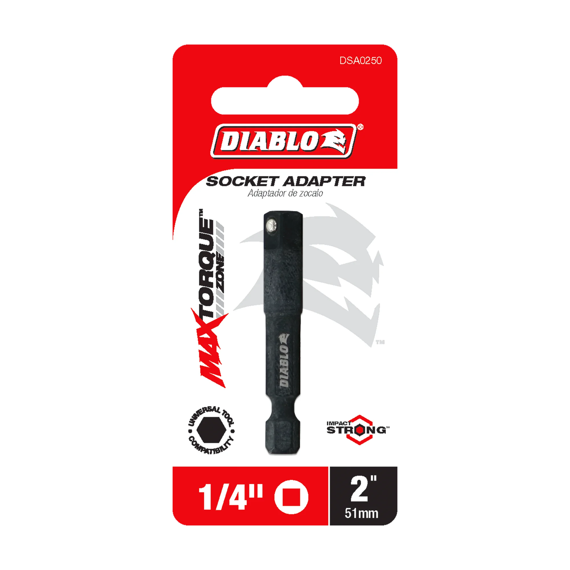 DIABLO DSA0250 1/4 SOCKET ADAPTER 2"