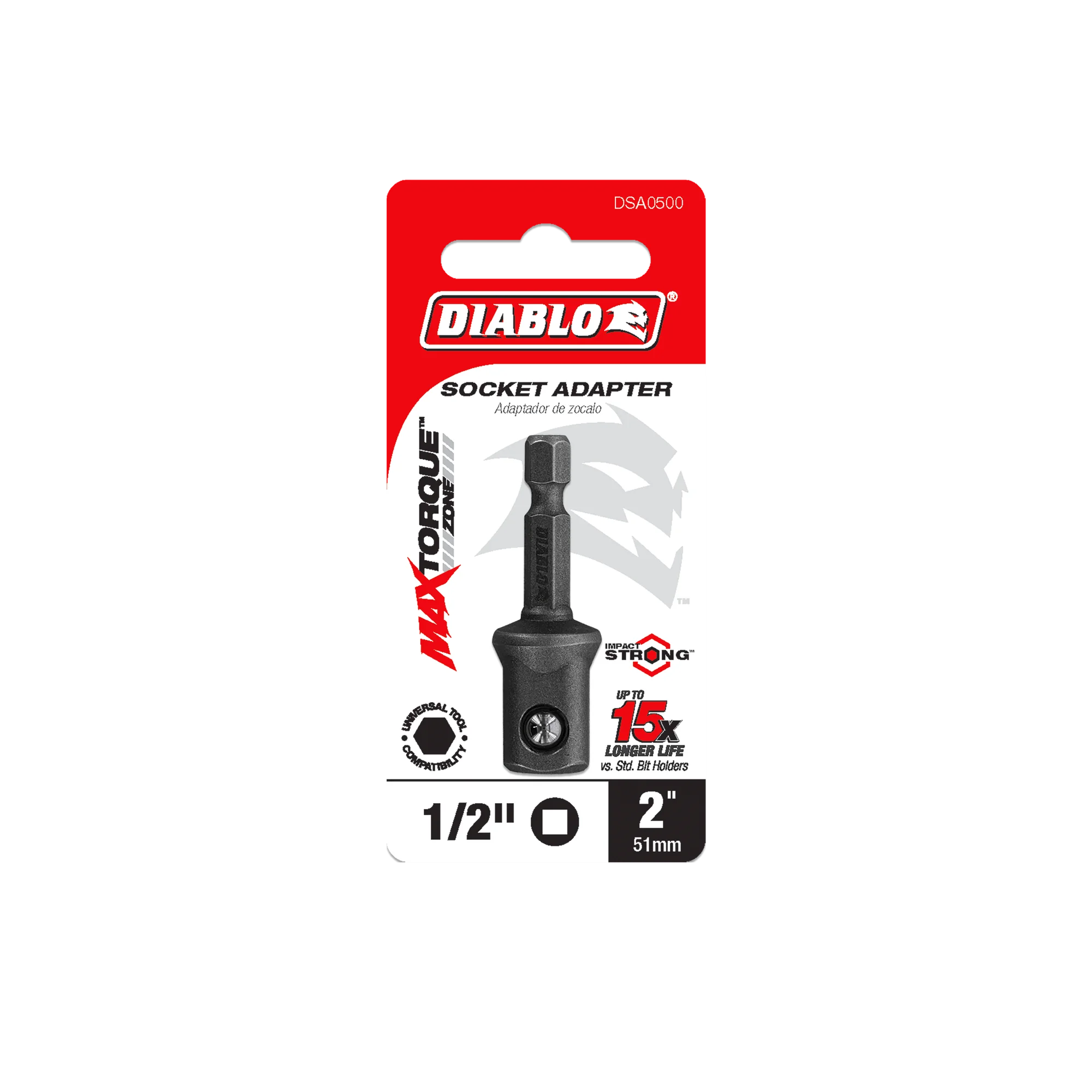DIABLO DSA0500 1/2"SOCKET ADAPTER 2"