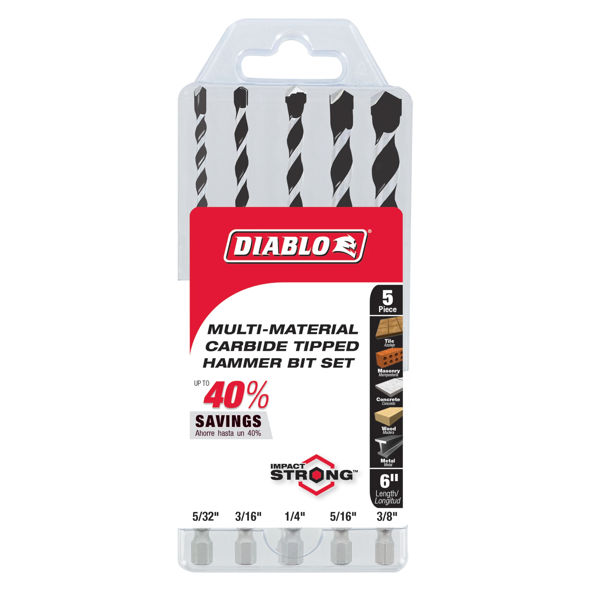 DIABLO DMAMM1190-S5 HEX CARBIDE BIT SET