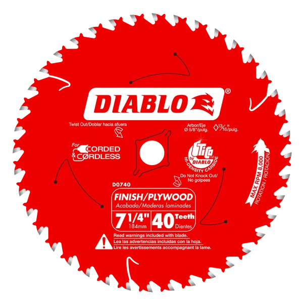 DIABLO D0740A 7-1/4"X40T FINISH BLADE