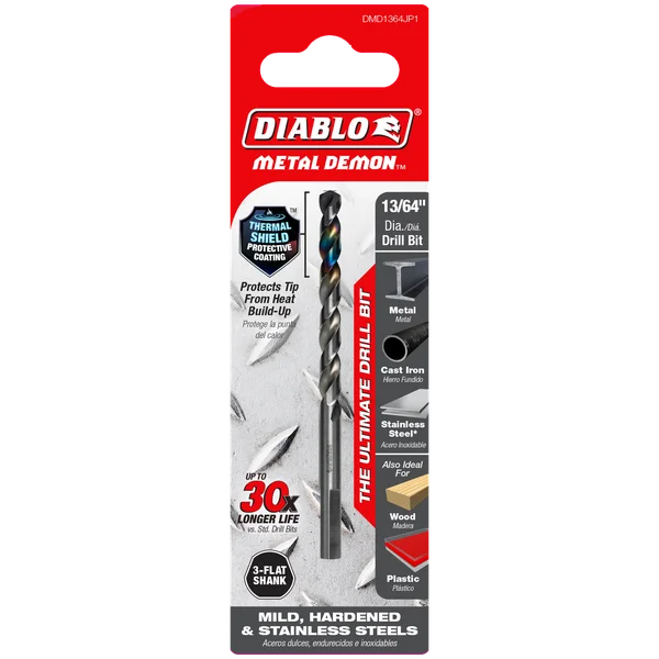 DIABLO DMD1364JP1 13/64" METAL DRILL BIT FOR MILD,