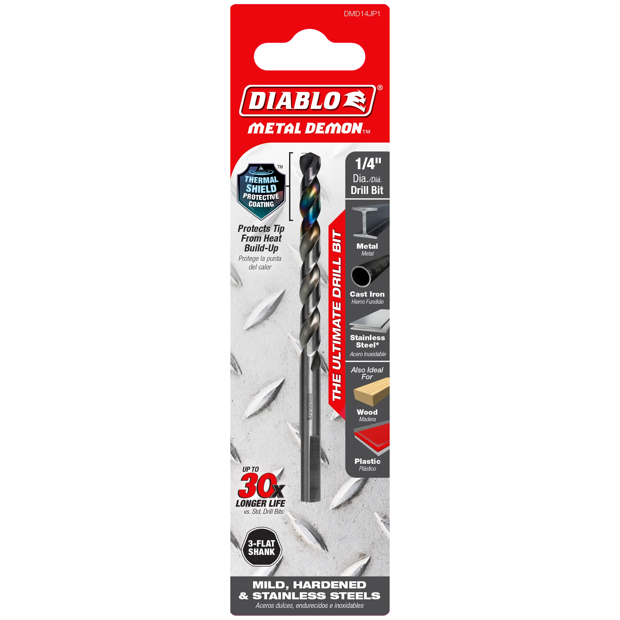 DIABLO DMD14JP1 1/4" METAL DRILL BIT FOR MILD, HARDENED &amp;