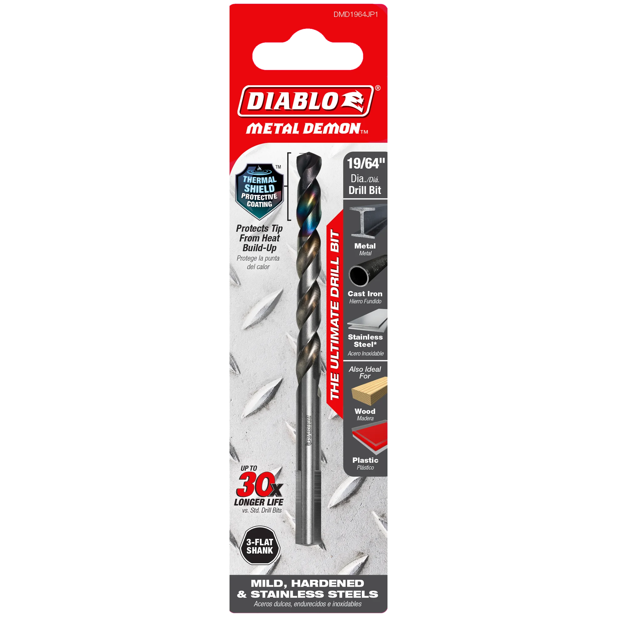 DIABLO DMD1964JP1 19/64" METAL DRILL BIT FOR MILD,