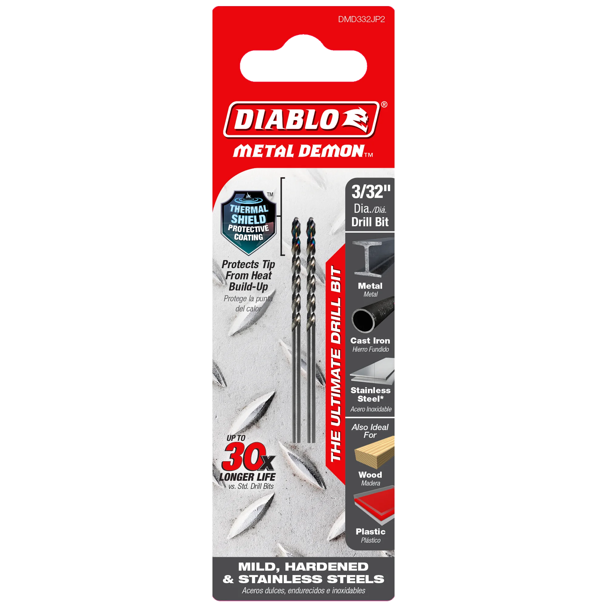 DIABLO DMD332JP2 3/32" METAL DRILL BIT FOR MILD, HARDENED
