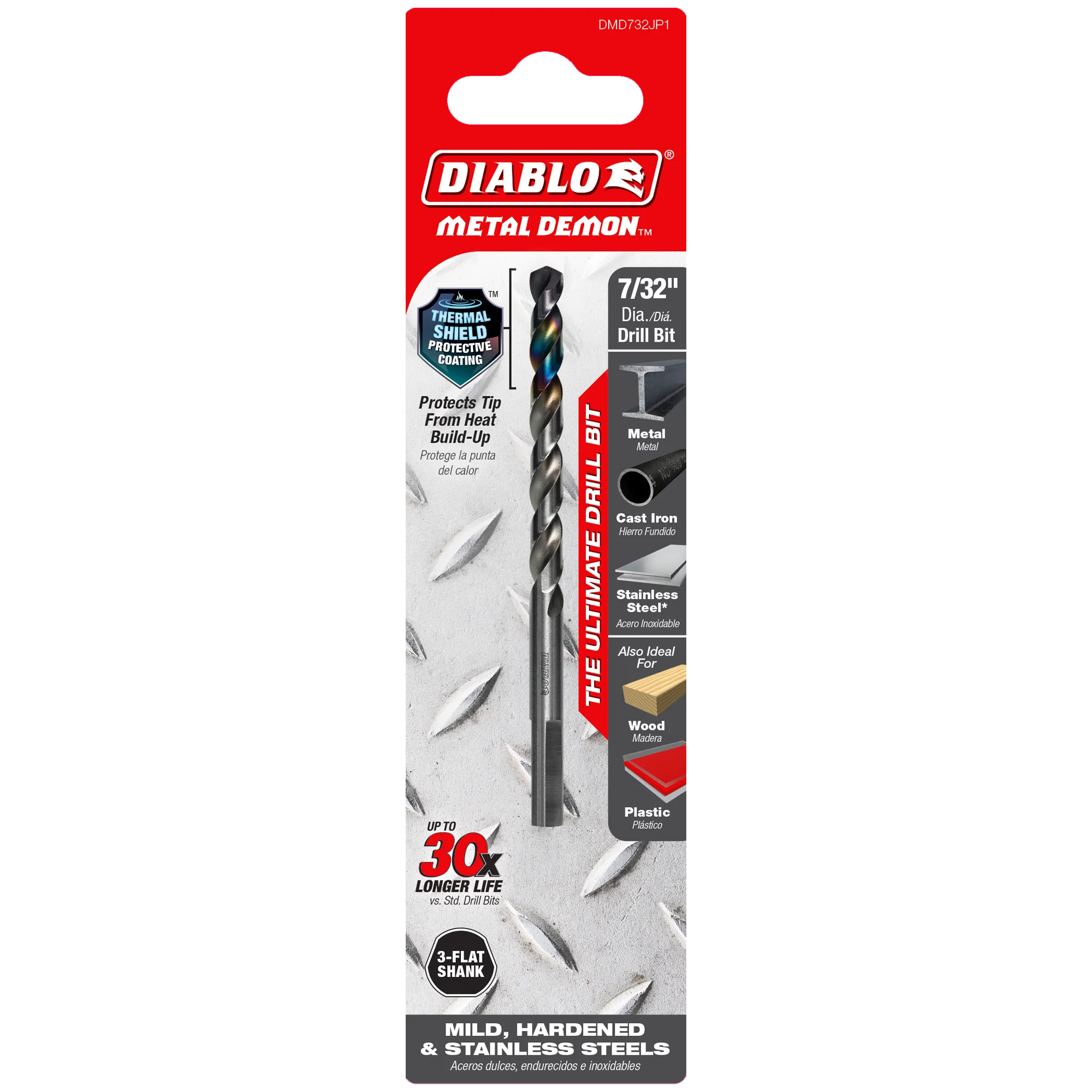 DIABLO DMD732JP1 7/32" METAL DRILL BIT FOR MILD, HARDENED