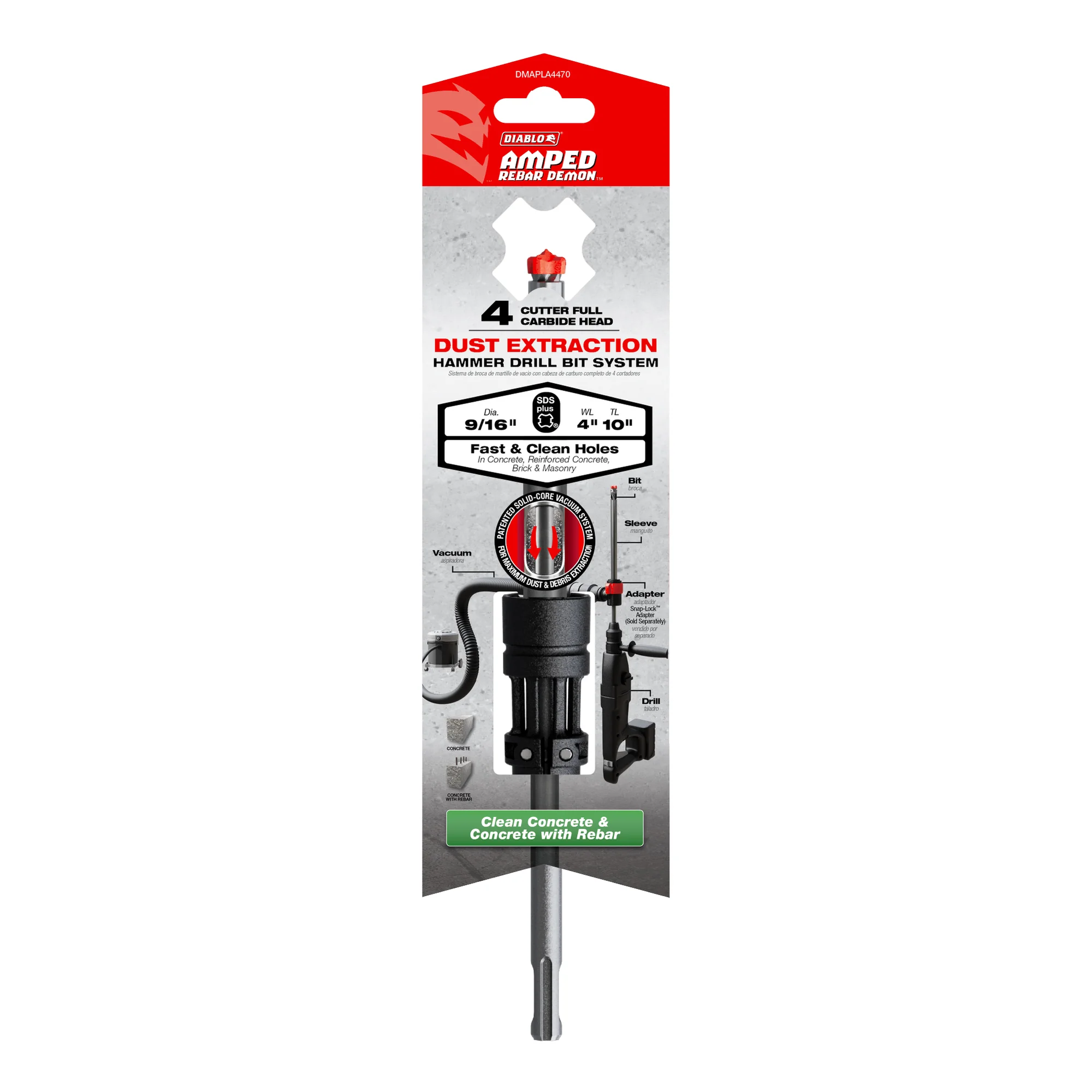 DIABLO DMAPLA4470 9/16"X4"X10" SDS PLUS 4 CUTTER CARBIDE