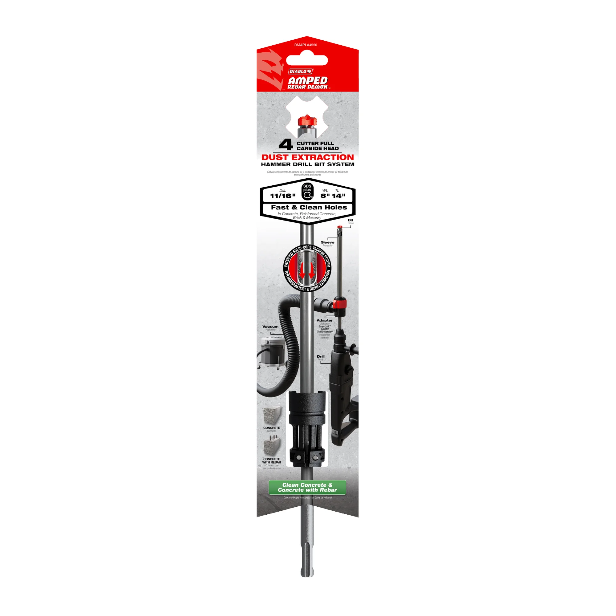 DIABLO DMAPLA4550 11/16"X8"X14" SDS PLUS 4 CUTTER CARBIDE