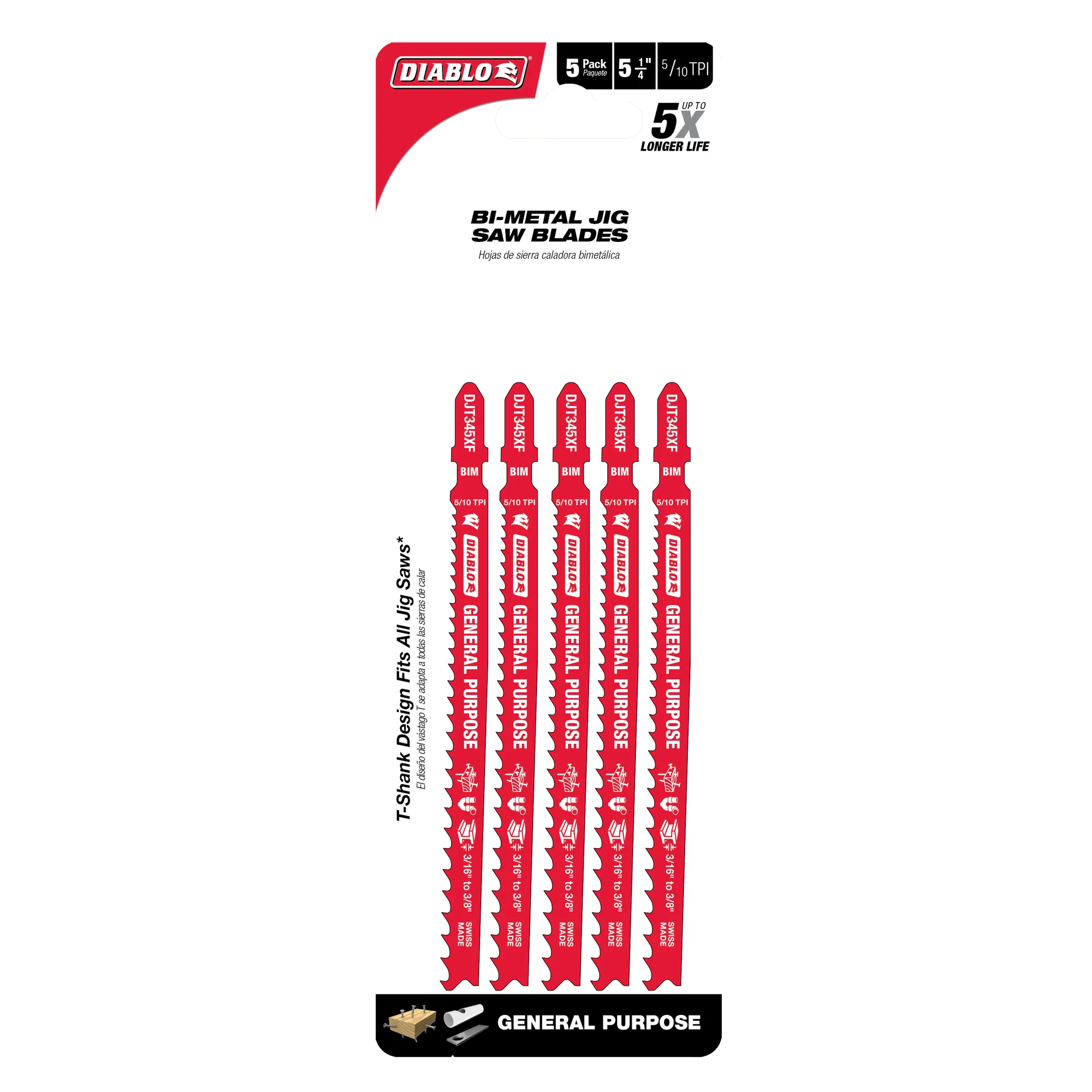 DIABLO DJT345XF5 5-1/4" T-SHANK GEN 5PK