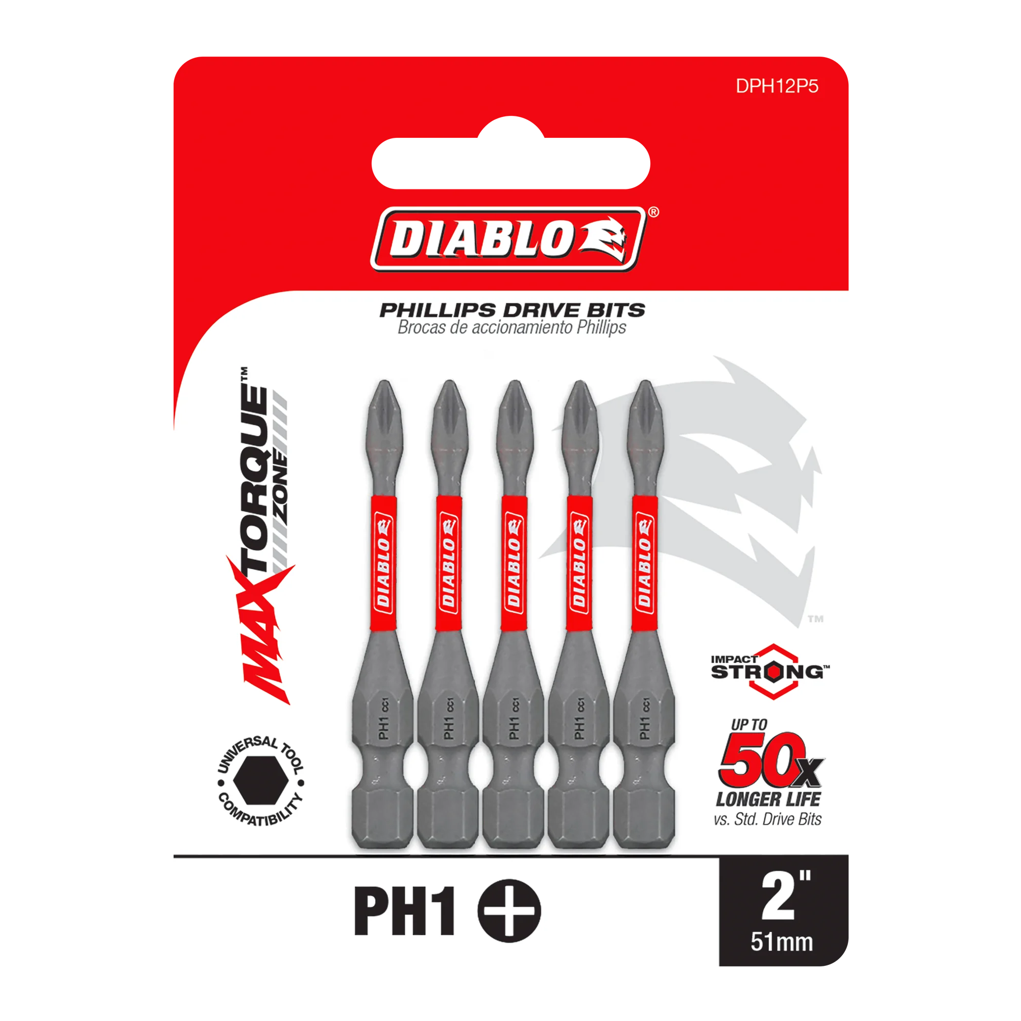 DIABLO DPH12P53 5PK PH INSERTBIT 2"