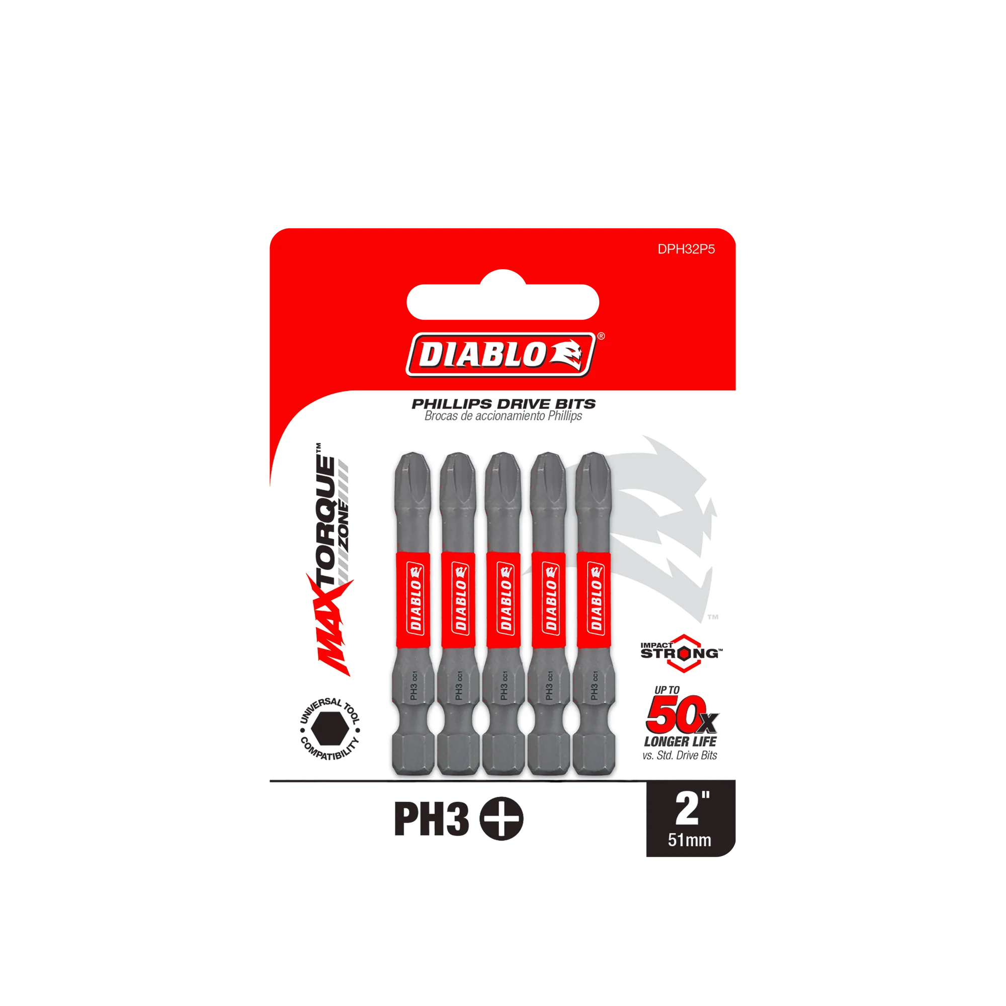 DIABLO DPH32P5 5PK PH3 INSERTBIT 2"