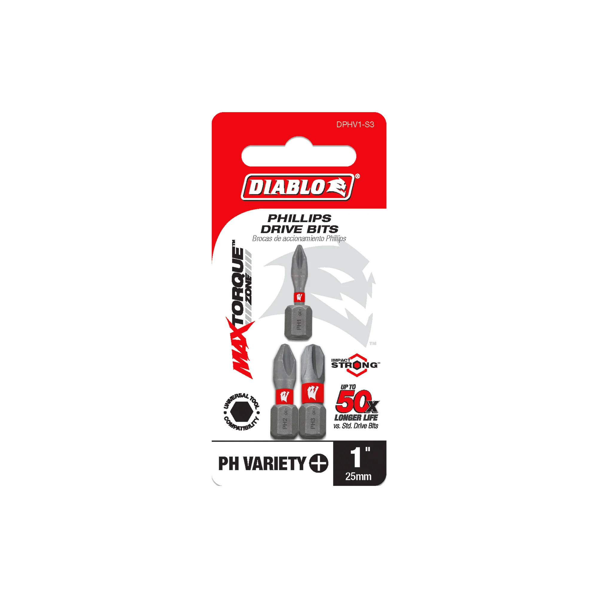 DIABLO DPHV1-S3 3PK PH INSERTBIT 1"