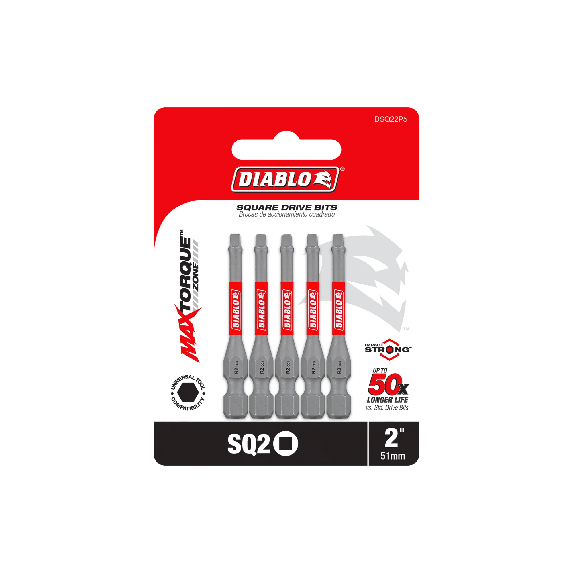 DIABLO DSQ22P5 5PK  INSERT BIT SQ2 2"