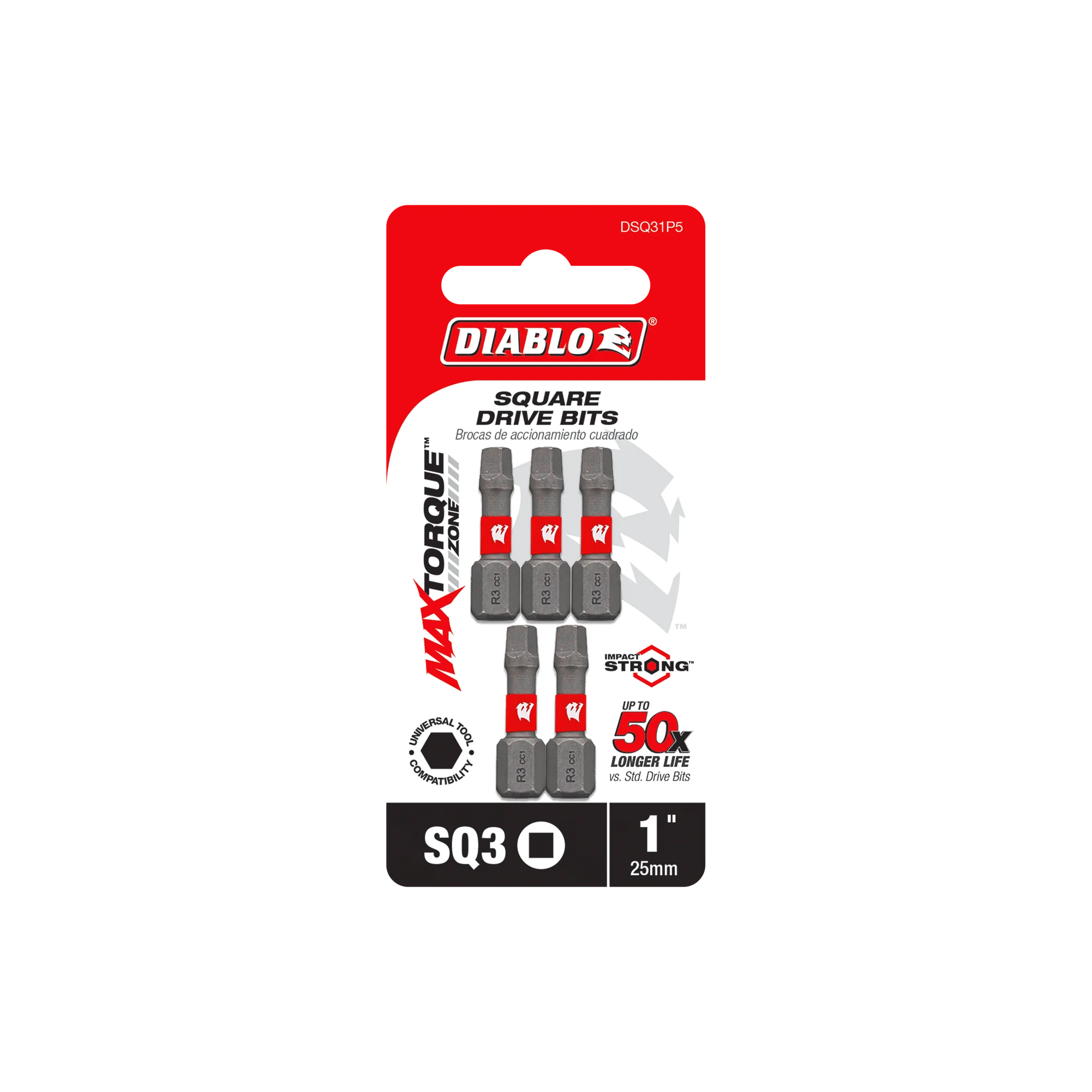DIABLO DSQ31P5 5PK INSERT BIT SQ3 1"