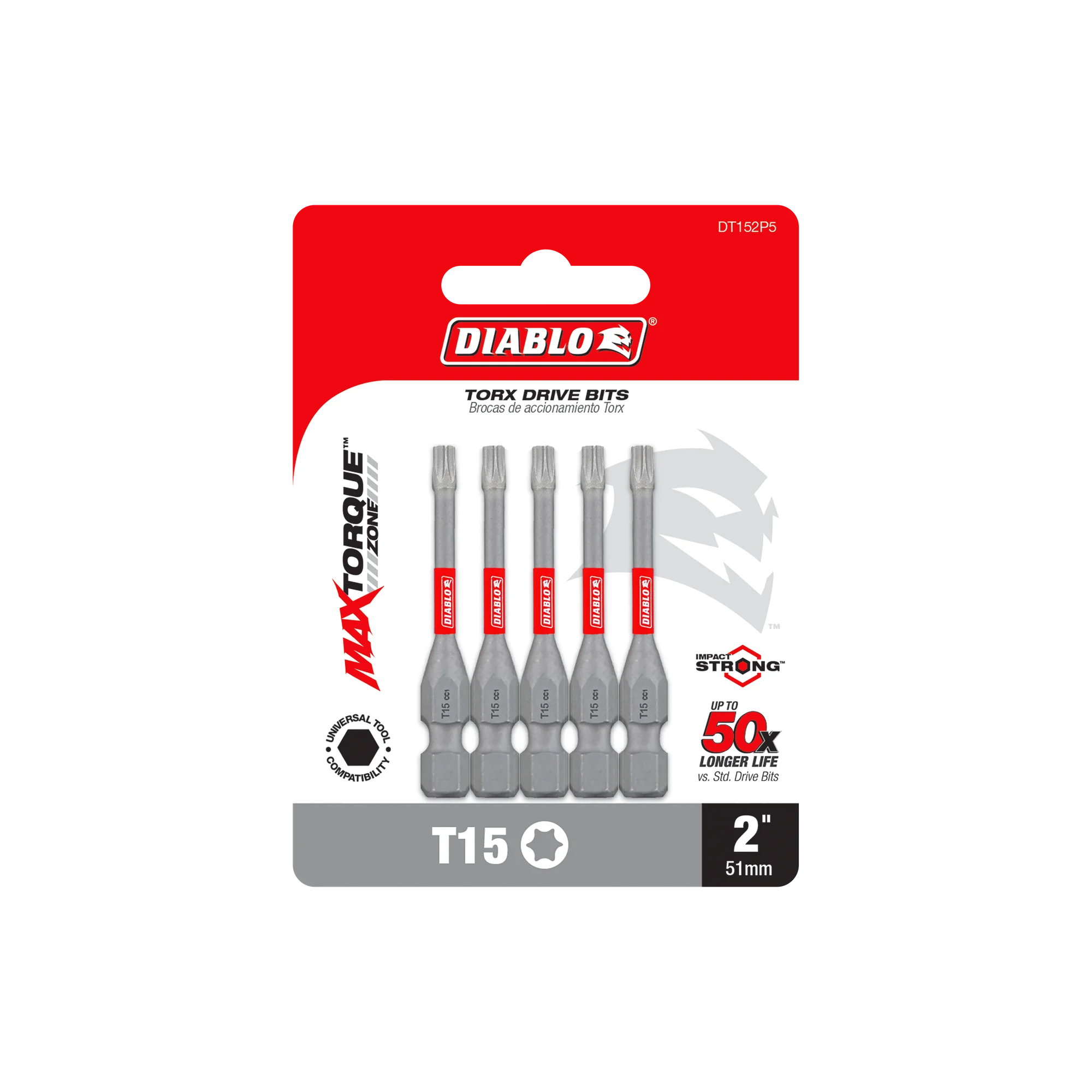 DIABLO DT152P5 5PK T15 INSERT BIT 2"