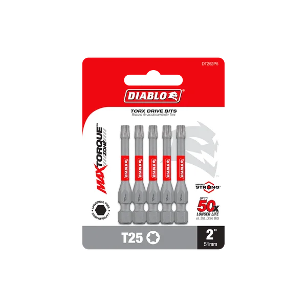 DIABLO DT252P5 2" #25 TORX DRIVE BITS 5PK