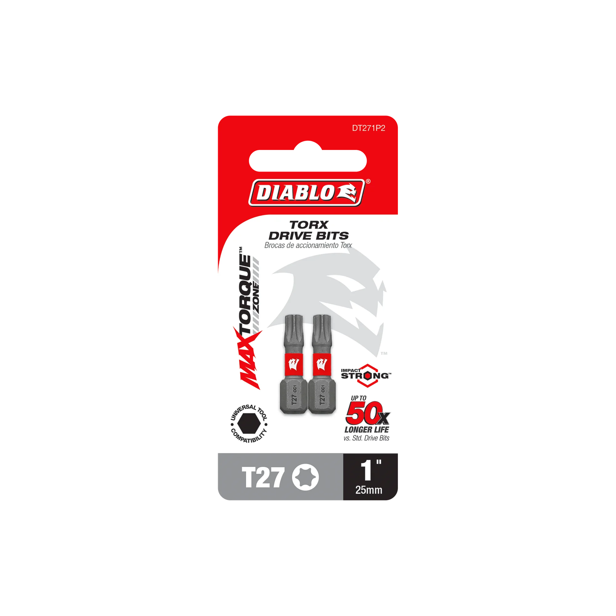 DIABLO DT271P2 2 PK T27 INSERT BIT 1"