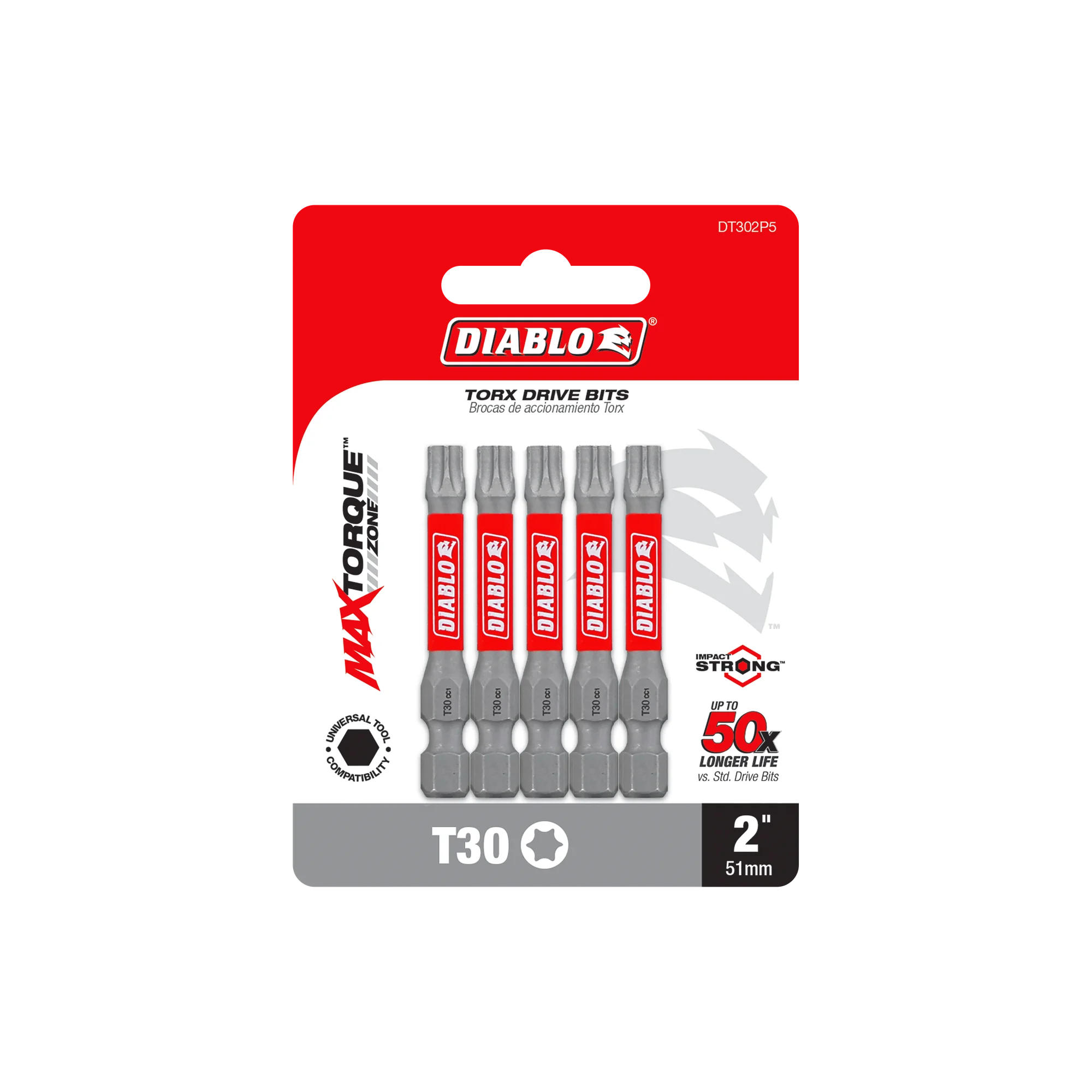 DIABLO DT302P5 5 PK T30 INSERT BIT 2"