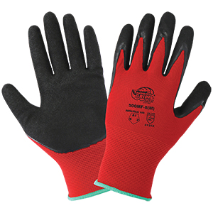 GLOBAL 500MF-7(S) 13GA, RED NYLON SHELL, SMOOTH NITRILE-DIPPED PALM