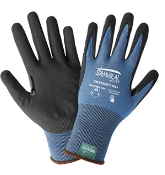 GLOBAL CR215NFT-7(S) 21GA, BLUE/GRAY SEAMLESS SHELL, BLACK COATED PALM
