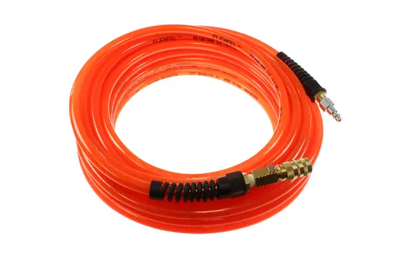 COILHOSE FLEXEEL 50 FT HOSE 1/4 X 25, STRAIN RELIEF FITTINGS, TRANSPARENT  ORANGE