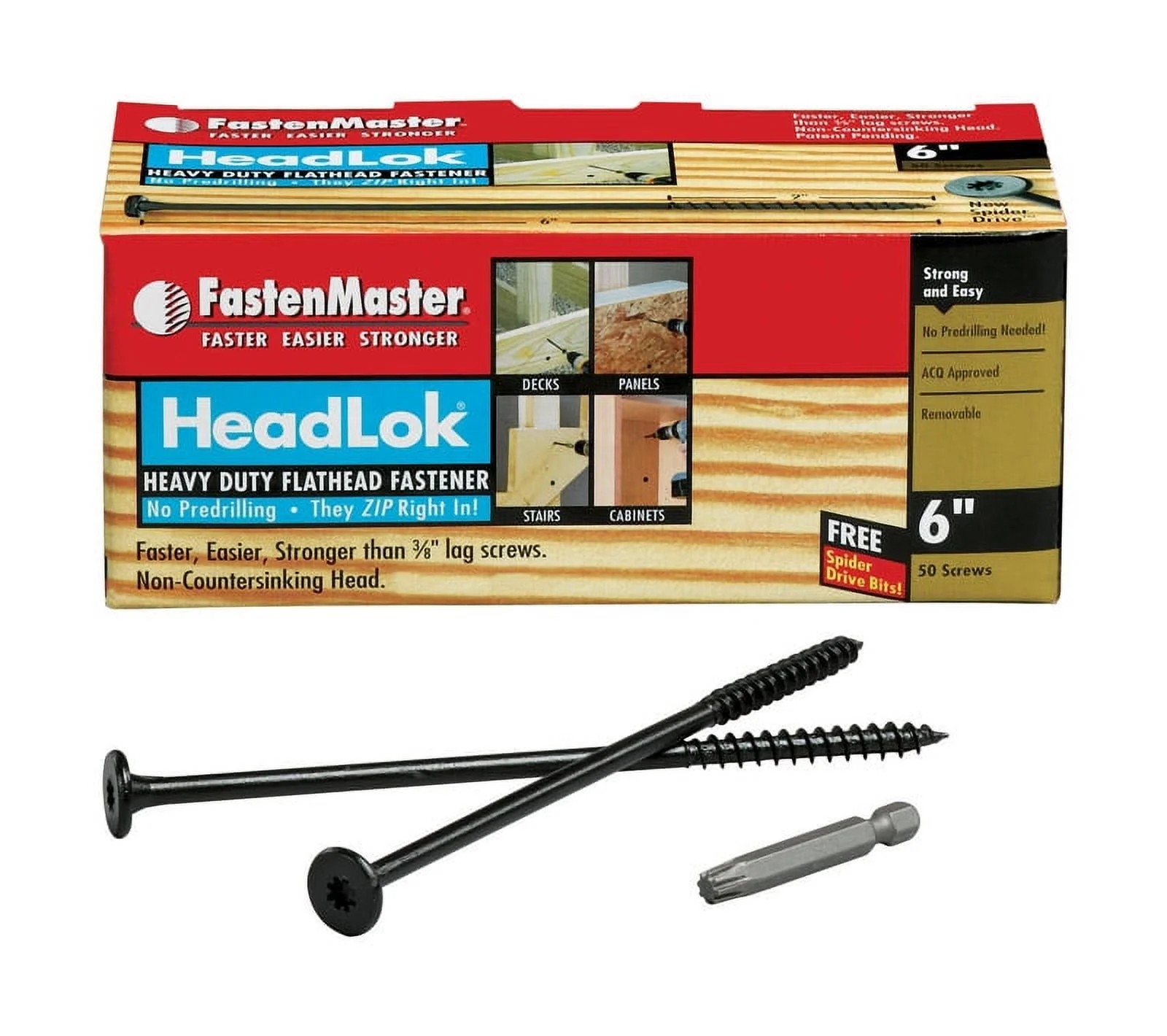 HEADLOK 6" HD WOOD SCREW (50BX)