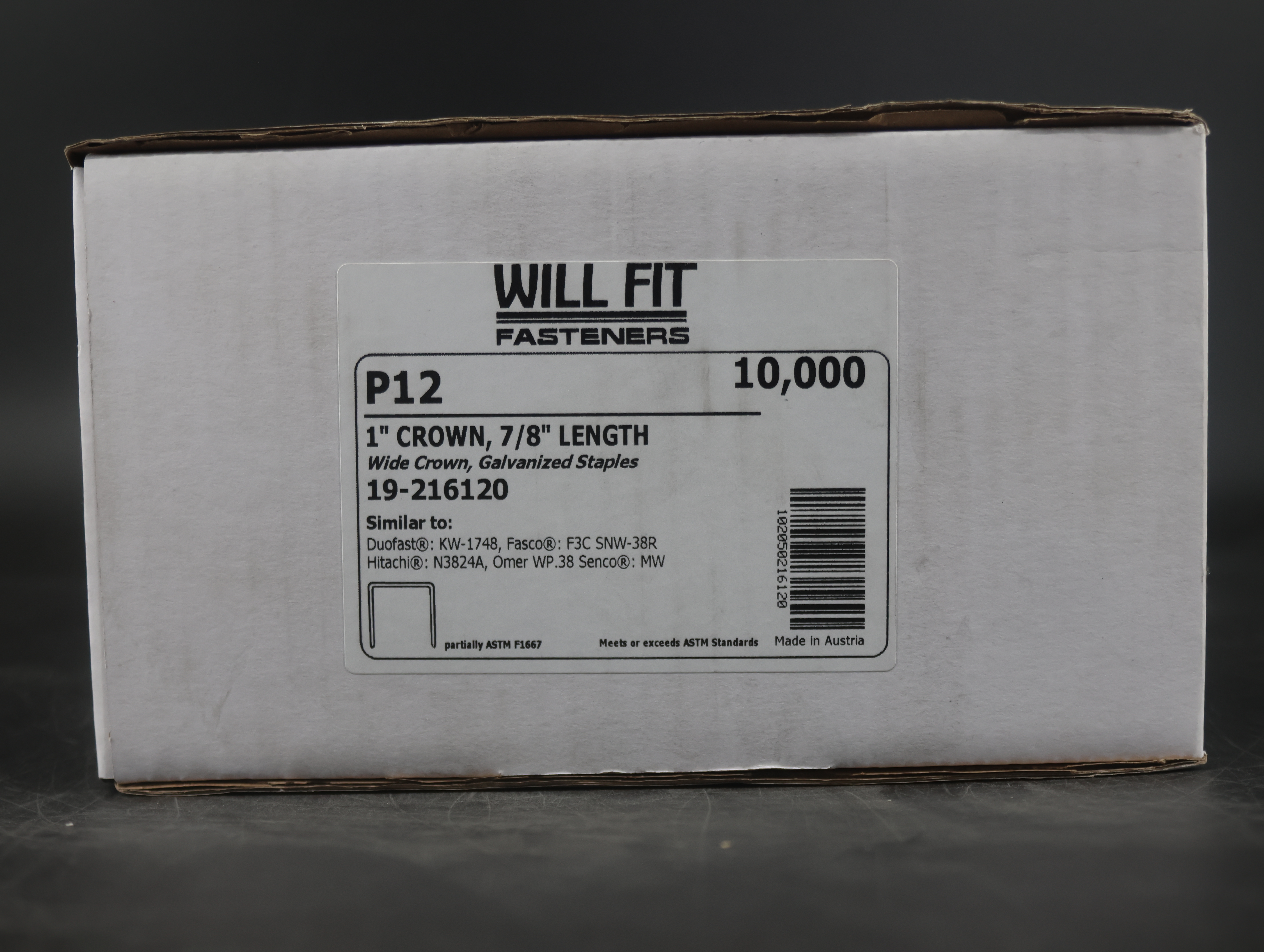 WILL-FIT P12 7/8" TYPE STAPLE Wide Crown