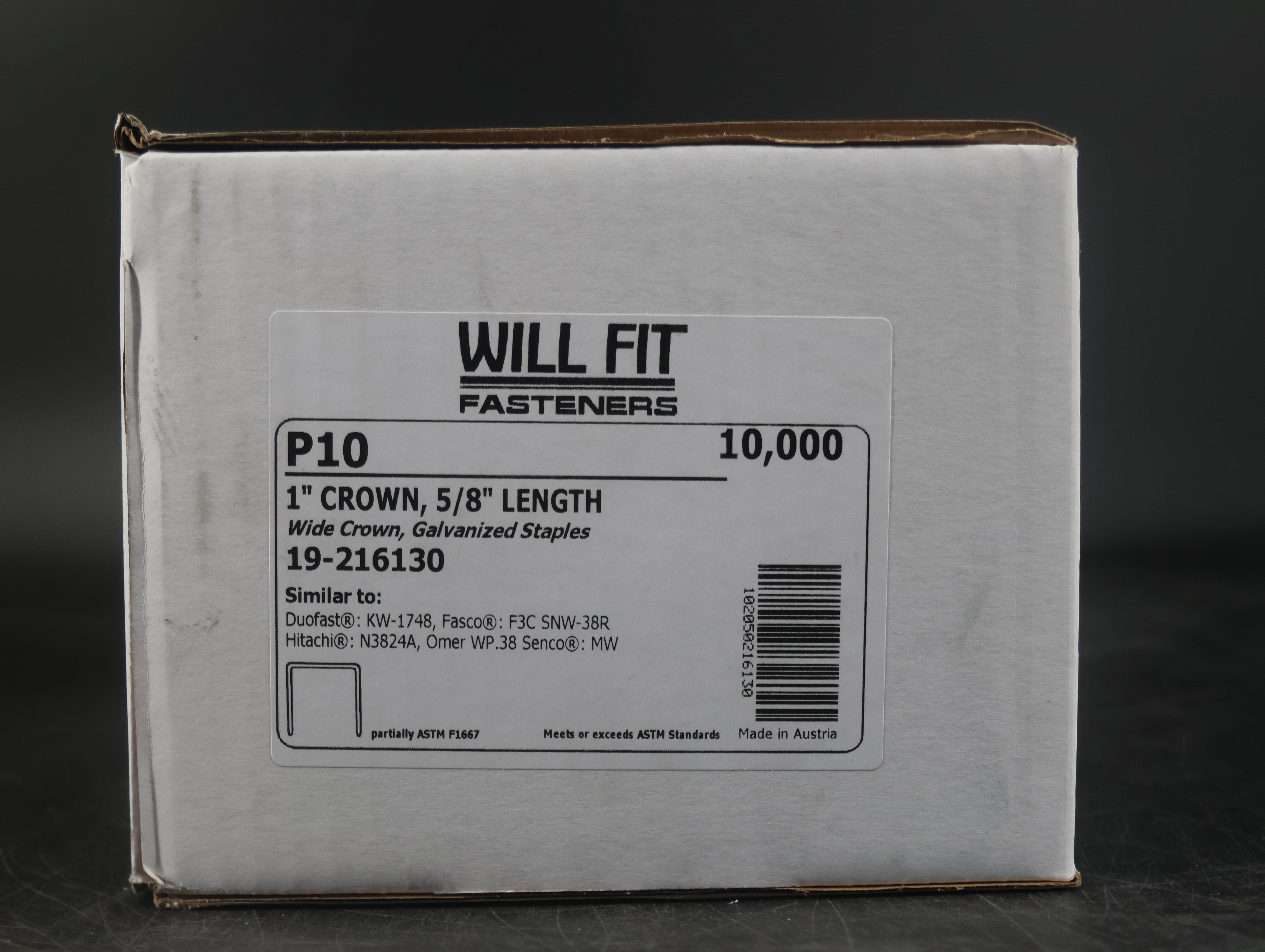 WILL-FIT P-10 5/8" STAPLE Wide Crown