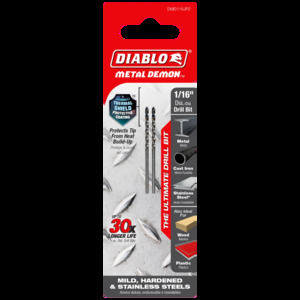 DIABLO DMD116JP2 1/16" METAL DRILL BIT FOR MILD, HARDENED