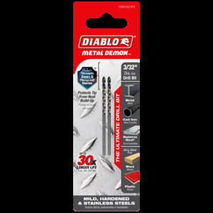 DIABLO DMD332JP2 3/32" METAL DRILL BIT FOR MILD, HARDENED