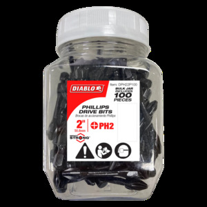 DIABLO DPH22P100 100PK PH2 INSERT BIT 2"